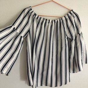 Off shoulder striped blouse